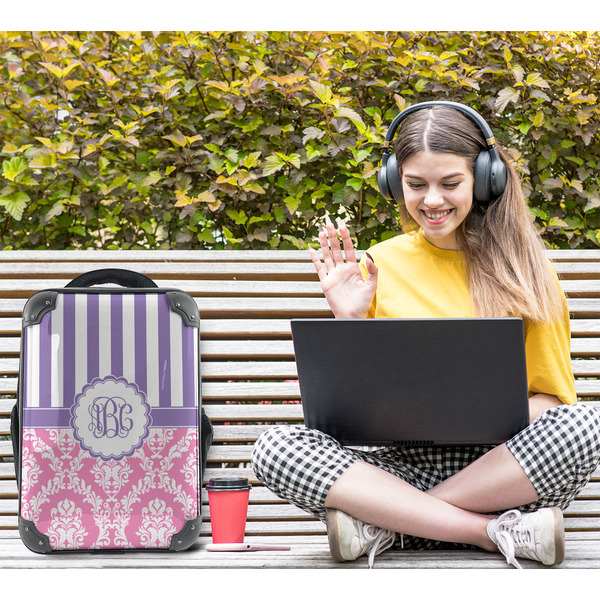 Pink & Purple Damask 15" Backpack - LIFESTYLE