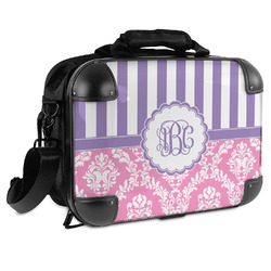 Pink & Purple Damask Hard Shell Briefcase (Personalized)