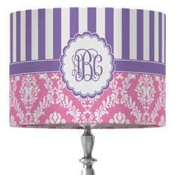Pink & Purple Damask 16" Drum Lamp Shade - Fabric (Personalized)