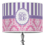 Pink & Purple Damask 16" Drum Lamp Shade - Poly-film (Personalized)