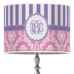 Pink & Purple Damask 16" Drum Lamp Shade - Poly-film (Personalized)