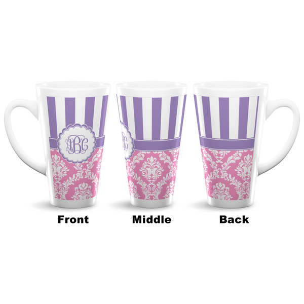 Pink & Purple Damask 16 Oz Latte Mug - Approval
