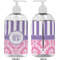 Pink & Purple Damask 16 oz Plastic Liquid Dispenser- Approval- White