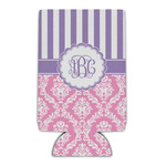 Pink & Purple Damask Can Cooler (16 oz) (Personalized)