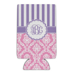 Pink & Purple Damask Can Cooler (Personalized)