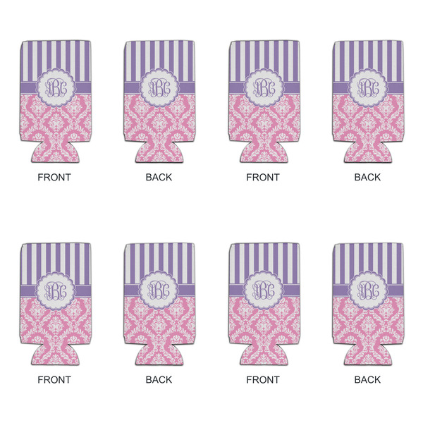 Pink & Purple Damask 16oz Can Sleeve - Set of 4 - APPROVAL