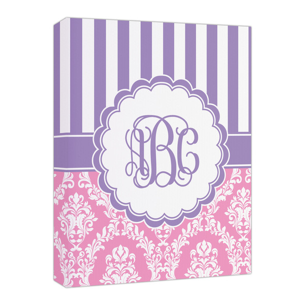 Custom Pink & Purple Damask Canvas Print - 16x20 (Personalized)