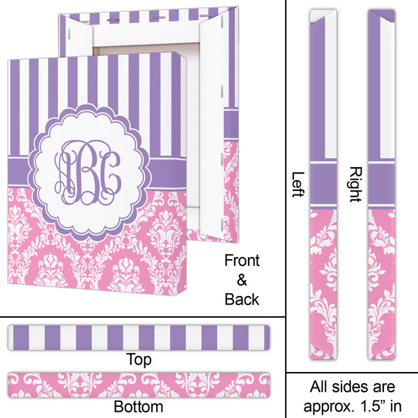 Pink & Purple Damask 16x20 - Canvas Print - Approval