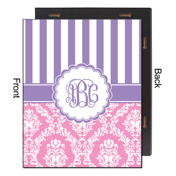 Pink & Purple Damask 16x20 Wood Print - Front & Back View
