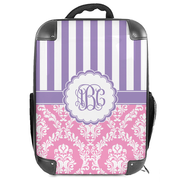 Custom Pink & Purple Damask 18" Hard Shell Backpack (Personalized)