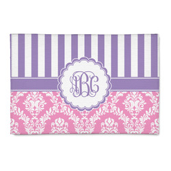 Pink & Purple Damask Patio Rug (Personalized)