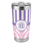 Pink & Purple Damask 20oz Stainless Steel Double Wall Tumbler - Full Print (Personalized)