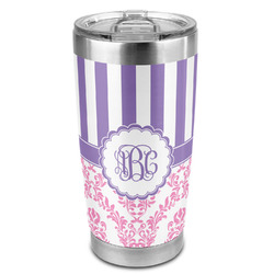 Pink & Purple Damask 20oz Stainless Steel Double Wall Tumbler - Full Print (Personalized)