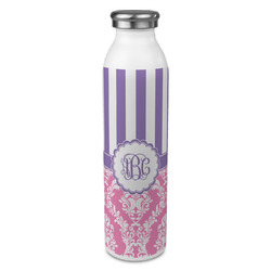 Pink & Purple Damask 20oz Stainless Steel Water Bottle - Full Print (Personalized)