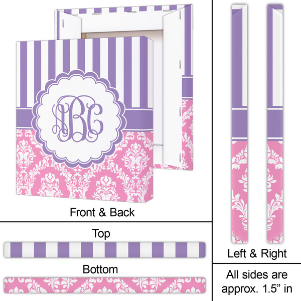 Pink & Purple Damask 20x24 - Canvas Print - Approval