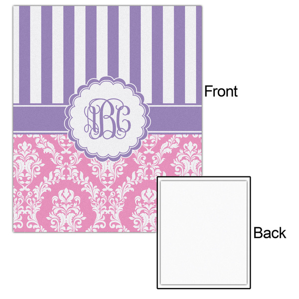 Pink & Purple Damask 20x24 - Matte Poster - Front & Back