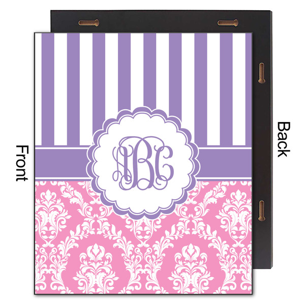 Pink & Purple Damask 20x24 Wood Print - Front & Back View