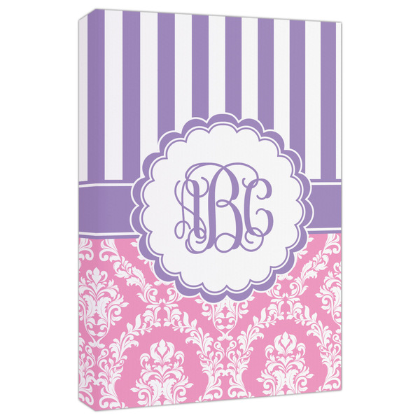Custom Pink & Purple Damask Canvas Print - 20x30 (Personalized)