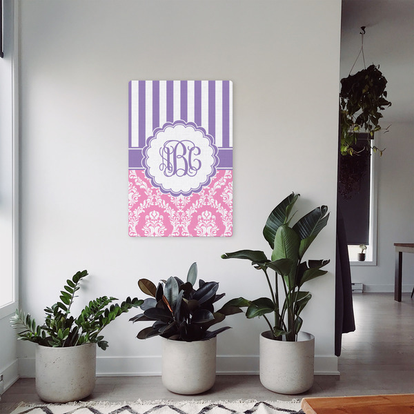 Pink & Purple Damask 20x30 - Canvas Print - In Context