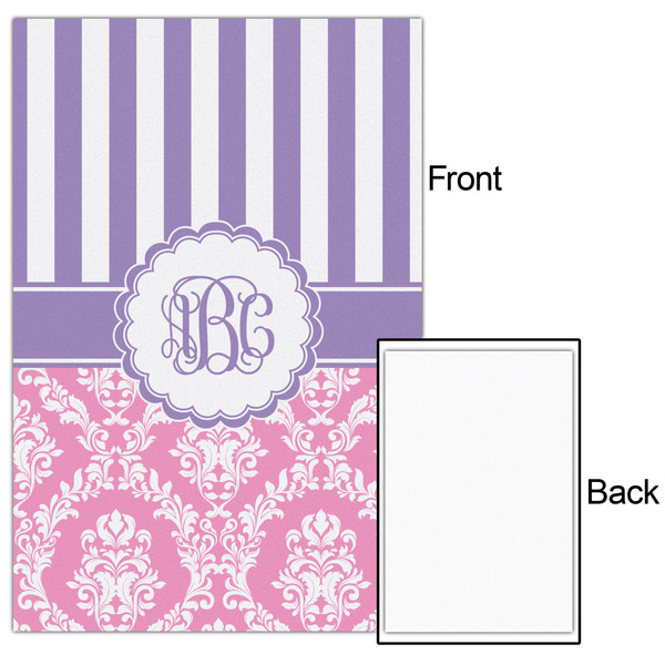 Pink & Purple Damask 20x30 - Matte Poster - Front & Back