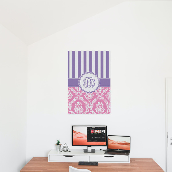 Pink & Purple Damask 20x30 - Matte Poster - On the Wall