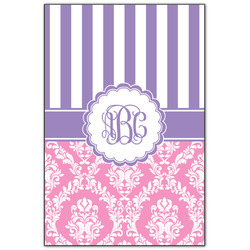 Pink & Purple Damask Wood Print - 20x30 (Personalized)