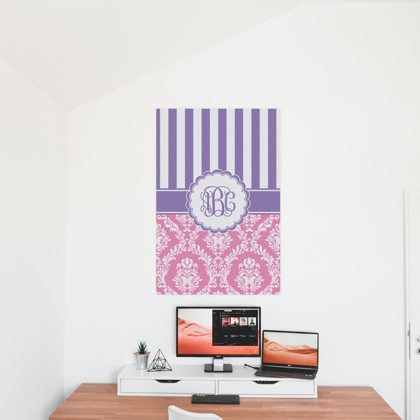 Pink & Purple Damask 24x36 - Matte Poster - On the Wall