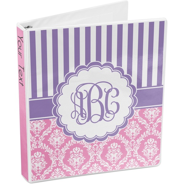 Pink & Purple Damask 3-Ring Binder 3/4 - Main