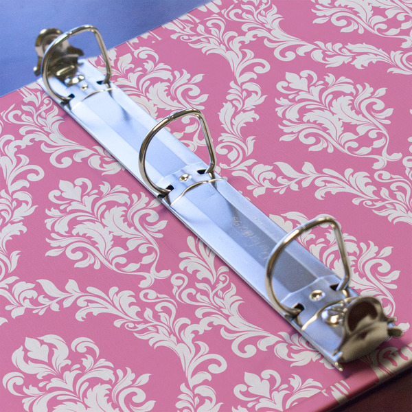 Pink & Purple Damask 3 Ring Binders - Full Wrap - 1" - DETAIL