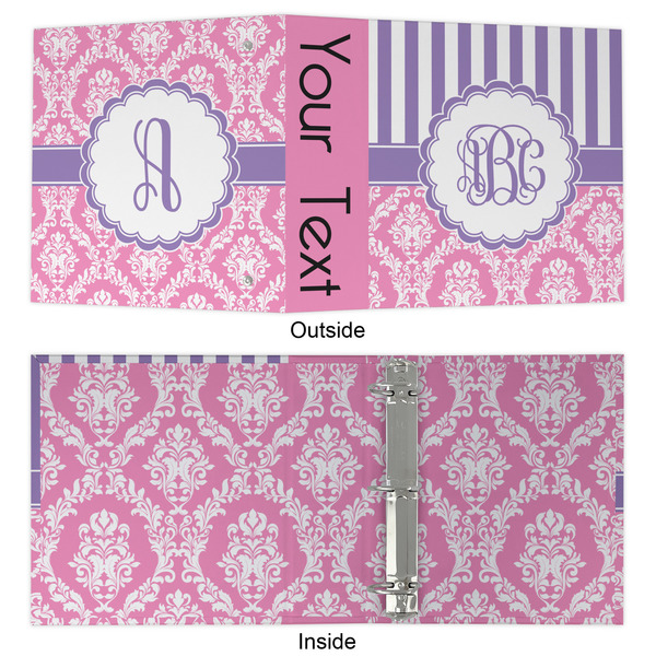 Pink & Purple Damask 3 Ring Binders - Full Wrap - 2" - APPROVAL