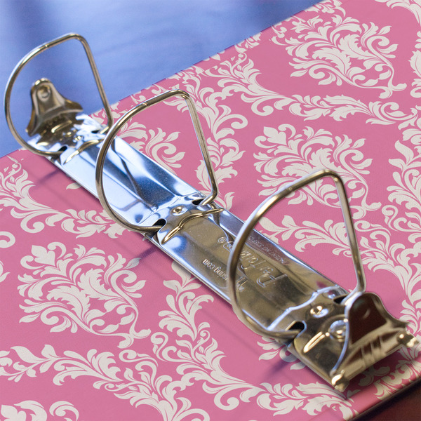 Pink & Purple Damask 3 Ring Binders - Full Wrap - 2" - DETAIL