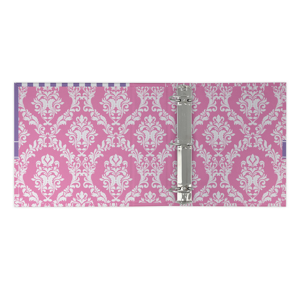 Pink & Purple Damask 3 Ring Binders - Full Wrap - 2" - OPEN INSIDE