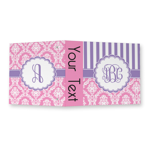 Pink & Purple Damask 3 Ring Binders - Full Wrap - 2" - OPEN OUTSIDE
