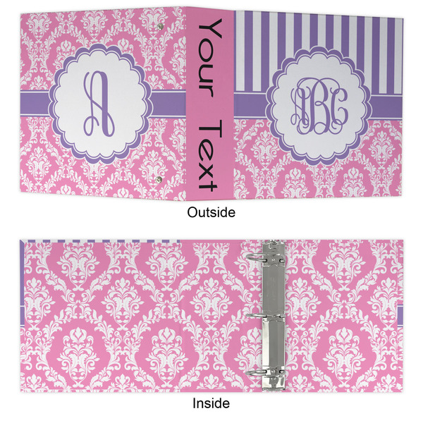 Pink & Purple Damask 3 Ring Binders - Full Wrap - 3" - APPROVAL