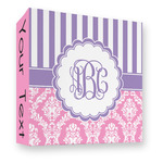 Pink & Purple Damask 3 Ring Binder - Full Wrap - 3" (Personalized)