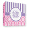 Pink & Purple Damask 3 Ring Binders - Full Wrap - 3" - FRONT