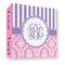 Pink & Purple Damask 3 Ring Binder - Full Wrap - 3" (Personalized)