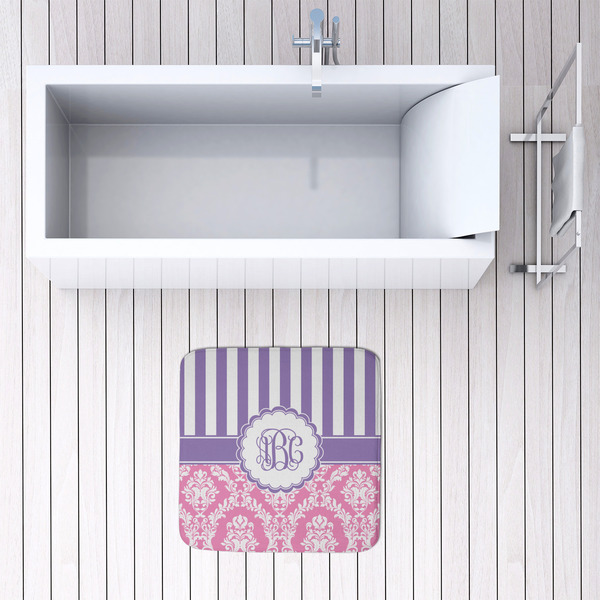 Pink & Purple Damask 48x48 Foam Memory Mat - LIFESTYLE