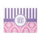 Pink & Purple Damask 5'x7' Patio Rug - Front/Main