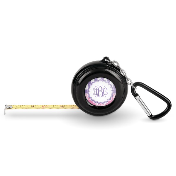 Custom Pink & Purple Damask Pocket Tape Measure - 6 Ft w/ Carabiner Clip (Personalized)