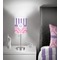 Pink & Purple Damask 7 inch drum lamp shade - in room
