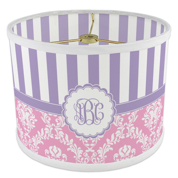 Pink & Purple Damask 8" Drum Lampshade - ANGLE Poly-Film