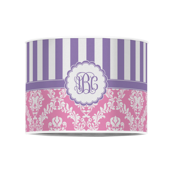 Pink & Purple Damask 8" Drum Lampshade - FRONT (Poly Film)