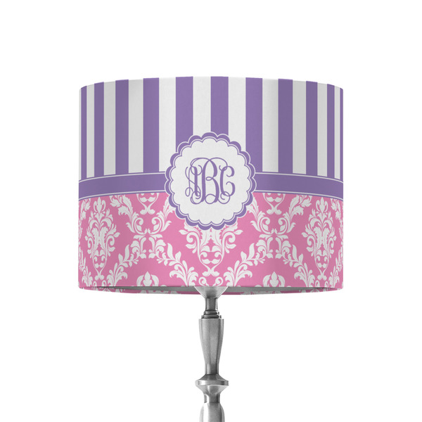 Custom Pink & Purple Damask 8" Drum Lamp Shade - Fabric (Personalized)