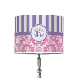 Pink & Purple Damask 8" Drum Lamp Shade - Poly-film (Personalized)