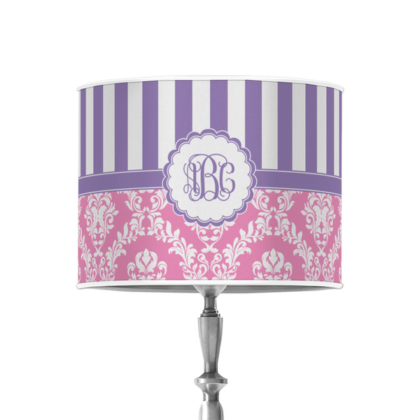 Custom Pink & Purple Damask 8" Drum Lamp Shade - Poly-film (Personalized)