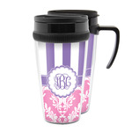 Pink & Purple Damask Acrylic Travel Mug (Personalized)