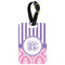 Pink & Purple Damask Metal Luggage Tag w/ Monogram