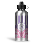Pink & Purple Damask Water Bottles - 20 oz - Aluminum (Personalized)