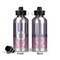 Pink & Purple Damask Aluminum Water Bottle - Front and Back